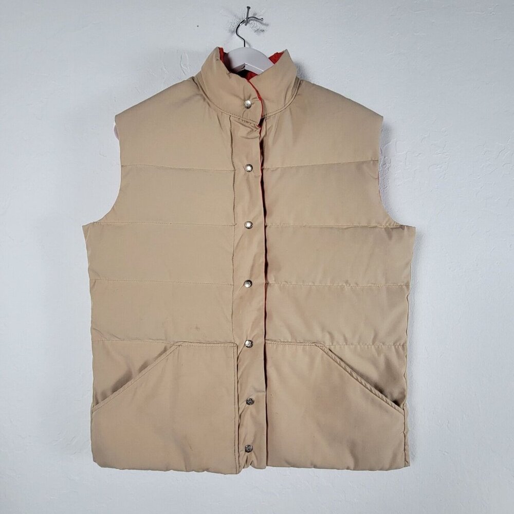 Alpine Designs Womens Large Snap Front Goose Down Puffer Vest Brown Packable